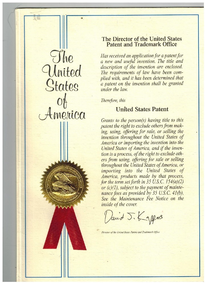 美國(guó)專利證書
